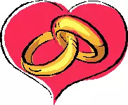Wedding bands inside animated heart